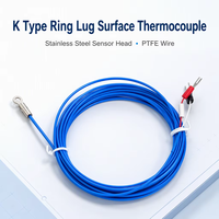 Sensor Suhu Industri Tipe K Termokopel Ring Lug Permukaan N3 Stainless Steel Washer Probe Kawat PTFE Kelas I OEM ODM