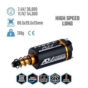 Motor sin Escobillas ADV-AIRSOFT, Eje de 8 mm, 7.4V-11.1V, Alta Velocidad, Tipo Largo, Motor AEG - Product Image 3