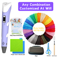 4 couleurs Premium PLA DIY Graffiti Printing Caneta Digital 3D Professional Lix Painting Pen Kit avec écran LCD Adaptateur USB
