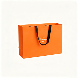 Bolsa de Compras de Papel Artístico Morado Personalizada con Asas de Listón Negro, Impresión Offset, Estilo de Lujo, Empaque para Regalos Empresariales - Product Image 3