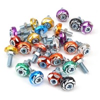 Baut Sekrup Pengikat Plat Nomor Motor Aluminium Multi-warna 6mm, Washer Plat Dekoratif, Baut Kepala Heksagonal