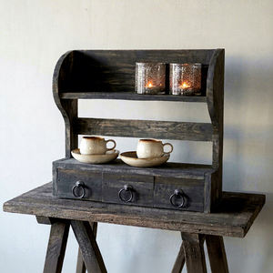 Étagère murale vintage en bois ancien avec 3 tiroirs, étagère de rangement en bois rustique, organisateur, décoration de cuisine et de maison de style farmhouse - Product Image 1