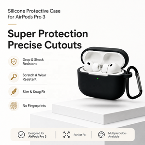 Coque en silicone pour <span class=keywords><strong>AirPods</strong></span> Pro <span class=keywords><strong>3</strong></span>, très vendue, souple, durable, anti-poussière, écologique, plusieurs couleurs - Product Image 6