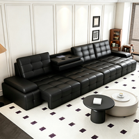 Ensemble de canapé-lit électrique multifonctionnel de luxe avec table rabattable, canapé-lit inclinable en cuir pour home cinéma