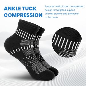 Fuli thoáng khí Terry khăn mắt cá chân hỗ trợ bảo vệ nén vớ dệt kim chạy mắt cá chân màu đen vớ cho nam giới - Product Image 3