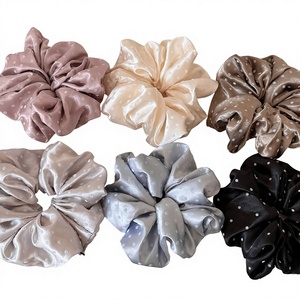 טבעת שיער גדולה עם נקודות גליות מסאטן, קשירת שיער אופנתית בסגנון חוץ יוקרתי לנשים, קישוט שיער בעבודת יד - Product Image 1