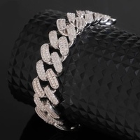 Chaîne cubaine Hip Hop Iced Out en moissanite, bijoux fins, 15 mm, en argent sterling S925