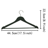 YT Kleiderbügel mit individuellem Logo, schwarz, aus PP-Material mit Gummibeschichtung für Hemden, Hosen, Kleider, einfache Aufhängung.