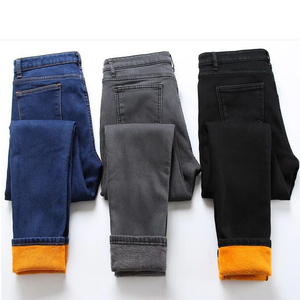 Jean slim taille haute élastique <span class=keywords><strong>en</strong></span> denim pour femme, chaud et épais, avec doublure <span class=keywords><strong>en</strong></span> <span class=keywords><strong>velours</strong></span> et cachemire, grandes tailles, style <span class=keywords><strong>Mom</strong></span> Jeans - Product Image 1