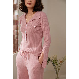 Pull tricoté en laine et cachemire à manches longues coupe ajustée de haute qualité pull côtelé pour femmes - Product Image 5