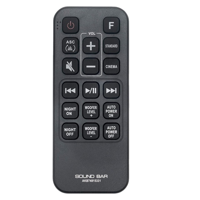 Sound Bar Remote Control AKB74815311 Plastic AAA Battery Replacement for LG LAS260B/LAS160B/LAC553B/LAS453/LAS453B
