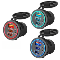 Cargador USB de 58W con Doble Puerto PD QC3.0, Enchufe para Coche con Interruptor de Encendido/Apagado para Coche, Barco, RV, Marino, ATV