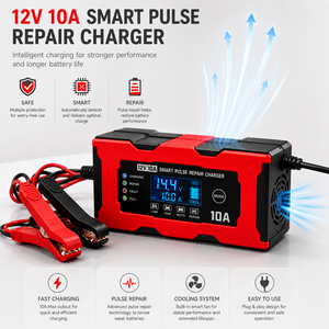 Cargador de Batería de Coche de 12V 10A a Precio de Fábrica, Certificado CE/FCC/RoHS, Pantalla LCD Inteligente, Enchufe Personalizado, OEM ODM, Batería de Plomo-Ácido, Carga por Pulsos - Product Image 6
