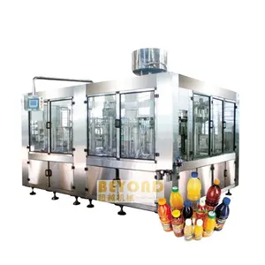 Commercial Industrial 3 in 1 juice hot filling carrot juice making washing PET bottle filling machine