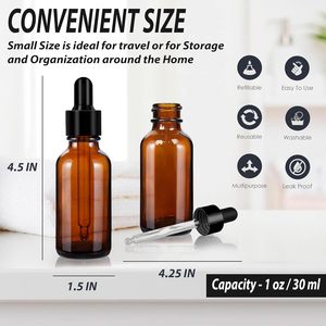 Add logo ODM/OEM Customizable 5ml-100ml Brown/Amber Eco-friendly Recyclable Glass Dropper <b>Bottles</b> Cosmetics Essential Oils Reed - Product Image 4