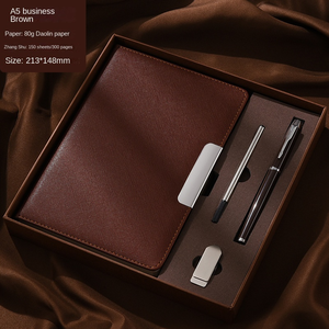 2025 coffret cadeau pour ordinateur portable vente en gros de luxe personnalisé impression de logo couverture rigide en cuir PU agenda ensemble de cahiers avec stylo - Product Image 3
