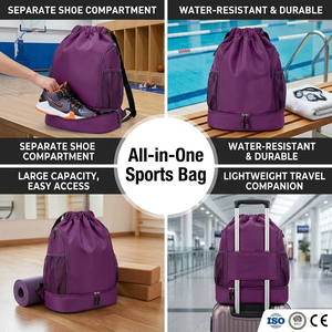 Custom <strong>Waterproof</strong> Sports Gym <strong>Bag</strong> with Shoes Water-Resistant String Beach Volleyball With Shoe Compartment <strong>Drawstring</strong> Backpack - Product Image 3