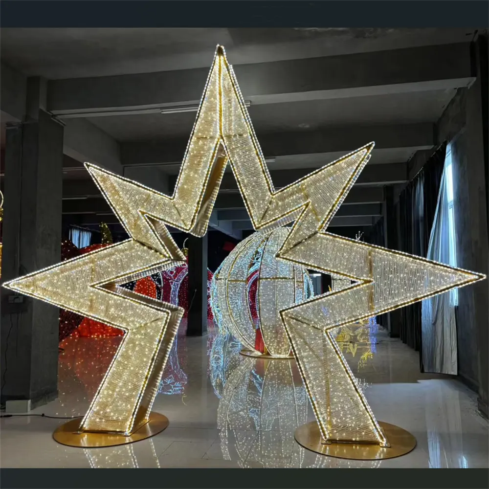 Decoração de shopping para festas de casamento ao ar livre grande arco de natal luzes LED com motivo 3D