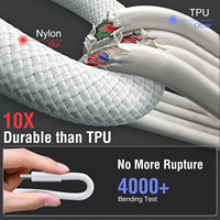 Cable de Nailon USB Tipo-C a C de Carga Rápida PD 60W 3A y Transferencia de Datos de Alta Velocidad para iPhone Serie 15