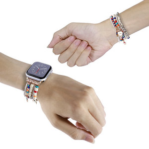 Correa de reloj con cuentas a la moda para Apple Watch, 38mm, 42mm, 41mm, 45mm, colorida, rosa, blanca, azul, negra, banda tejida de tela - Product Image 2