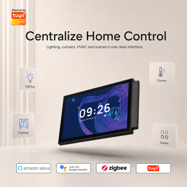 Home Automation LCD Display Tuya App Control Voice Scene Control Smart Panel Tuya 10inch Zigbee for Hotel Rooms Apartments
