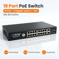Switch PoE VLAN 19 Port 10/100M 2 Gigabit Uplink 1 SFP 300W Kapasitas 9.2Gbps Full-Duplex dengan AI Watchdog Berkinerja Tinggi
