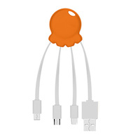 Câble de charge portable multi 3 en 1, cordon de charge de 0,5 pied, câble USB court Octopus pour banque d'alimentation de voyage, couleur blanche