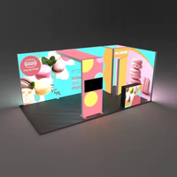 Stand Modular Personalizado para Ferias Comerciales con Marco de Aluminio e Iluminación LED, Sistema de Exhibición Portátil