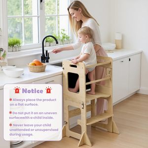 Labebe Toddler Standing <b>Tower</b>, Montessori Foldable <b>Learning</b> <b>Tower</b> with Blackboard, Anti-tip Structure Design Furniture - Product Image 2