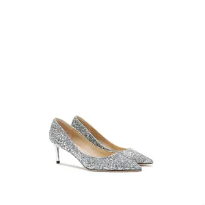 Sheepskin pointy toe thin heel sequined bridesmaid wedding shoes feminine sense single shoes