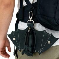 Gantungan Tas Kulit PU Hitam Bentuk Kelelawar, Gantungan Kunci Kelelawar dengan Resleting dan Dompet Koin, Aksesoris Tas Wanita, Gantungan Dompet, Liontin Tas