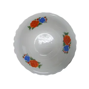 South American Salad Bowl Porcelain Cut Edge Ceramic Soup Bowl With Flower Decal factory price