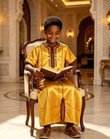 Nouvelle collection en stock : Thobe brodé marocain pour garçons, Qamis musulman, Jubbah islamique en tissu brillant, Robe Boubou pour enfants 30-52