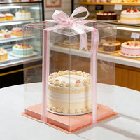 Boîtes à gâteaux carrées transparentes personnalisées en gros avec logo, 4 pouces, 6 pouces, 8 pouces, 10 pouces, emballage alimentaire en plastique PET pour sandwichs et gâteaux