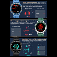 Montre connectée GPS 1,43 pouces AMOLED, étanche 5ATM IP68, cartes hors ligne, assistant vocal IA, plus de 170 modes sportifs, lampe torche LED, pour l'extérieur