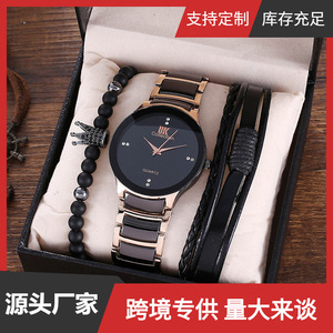 Montre à quartz élégante pour <span class=keywords><strong>homme</strong></span>, style britannique, avec bracelet en acier et grand cadran, tendance mode masculine, accompagnée d'un bracelet assorti - Product Image 6