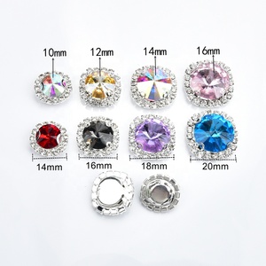 Nút Pha Lê Lưng Phẳng Được May Trên Kim Cương Nhân Tạo Vệ Tinh Hình Tròn Với Chuỗi Cài Đặt Móng Vuốt Màu Bạc Để Trang Trí Quần Áo Váy Cưới - Product Image 2