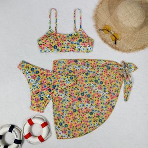 Conjunto de Traje de Baño de 3 Piezas Personalizado de Alta Calidad para Mujer, Vestido Corto con Cordón, Spandex/Poliéster, Secado Rápido, Sujetador Push-Up - Product Image 4