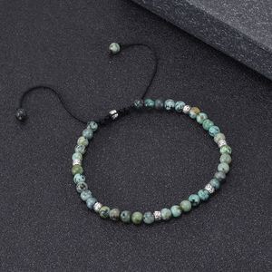 Wholesale 4MM Color Natural Bead Charm <b>Bracelet</b> Handmade Jewelry Natural Stone Adjustable Rope - Product Image 6