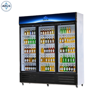 Affichage de supermarché commercial congélateur à économie d'énergie trois portes en verre vitrine verticale congélateur à refroidissement par air