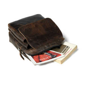 Sac bandoulière en cuir véritable de haute qualité avec plusieurs poches, sangle confortable, matériau durable, parfait pour le travail - Product Image 5