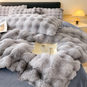 Draps de couette en gros luxe hiver chaud 4 pièces ensemble de couette reine roi taille super doux ensemble de literie - Product Image 3