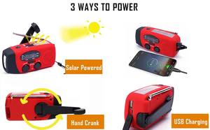 Radio AM FM con <span class=keywords><strong>linterna</strong></span> LED de 3 modelos, cargador solar, cargador USB, alarma SOS para supervivencia en el hogar - Product Image 3