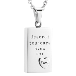 Merveilleux collier d'urne carrée en acier inoxydable pendentif souvenir commémoratif de crémation pour <span class=keywords><strong>maman</strong></span> papa animal de compagnie chat/chien-beaux bijoux - Product Image 1