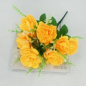 Rose artificielle à tige unique en soie plastique, teinte à la main, petit bouquet pour la décoration intérieure - Product Image 3
