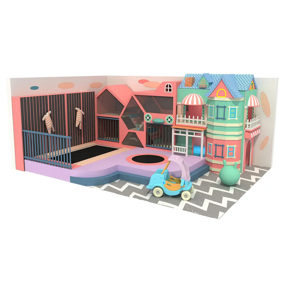 カスタムデザイン子供ゲーム公園ソフトプレイエリア使用屋内子供商業の遊具とトランポリン