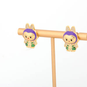 Новые серьги-гвоздики NYH с позолотой 18 карат, разноцветные, с подвесками в виде капли масла, милые, для девочек и детей - Product Image 1