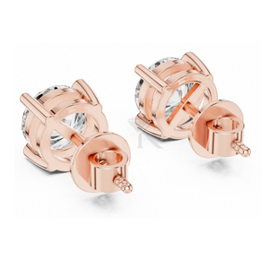 Pendientes de Diamantes Redondos Esenciales con Engaste de Corona de 6 Puntas y Cierres de Rosca Seguros, Elegantes y Minimalistas - Product Image 6