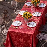 Nappe en polyester jacquard damassé tissé motif papillon, couverture de table réutilisable pour banquets d'hôtel, mariages et événements