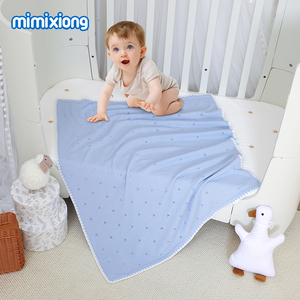 Mimixiong OEKO Tex新生児用ニットシェルエッジかぎ針付きソリッドベビースワドルコットンニットブランケット - Product Image 6